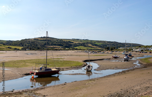 View on the low tide on he coast  Wales, UK