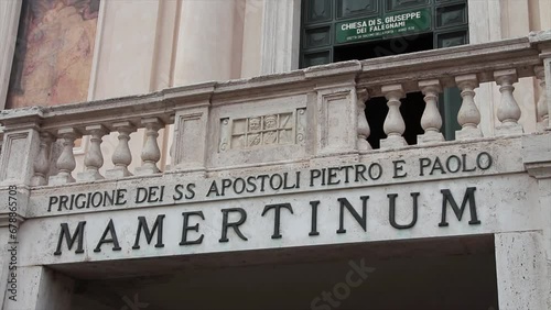prigione dei ss apostoli pietro e paolo mamertinum manertine prison apostle paul peter rome italy sign writing text entrance photo