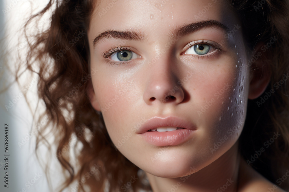 Close up of healthy nourished skin, skincare advertisement Close up of healthy nourished skin, skincare advertisement