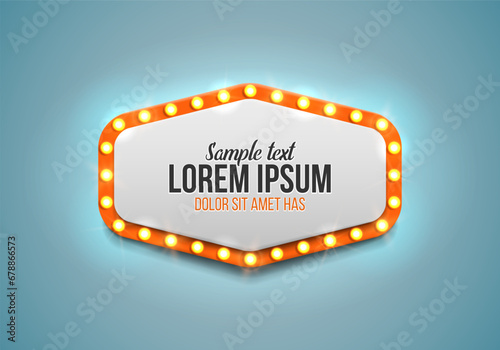 Shining retro billboard. Vintage bright sign board for your design. Vector illustration.