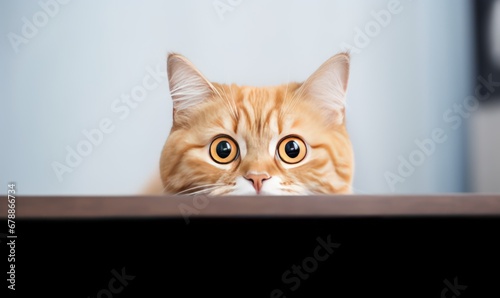 funny orange british cat peeking