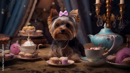 Yorkie Tea Party © Spoonman