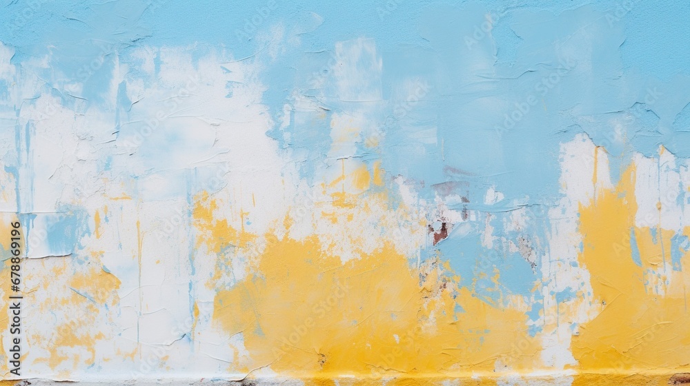 Grunge yellow and blue background with texture of stucco