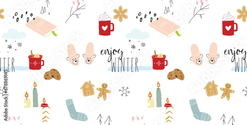 Seamless winter cozy pattern