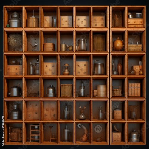 Grid of cabinets with strong rhythm without precision Ai generated art