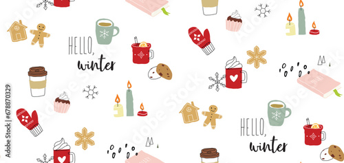 Seamless winter cozy pattern