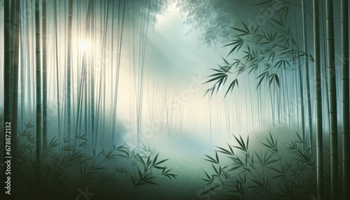 Mystical Bamboo Forest in Mist