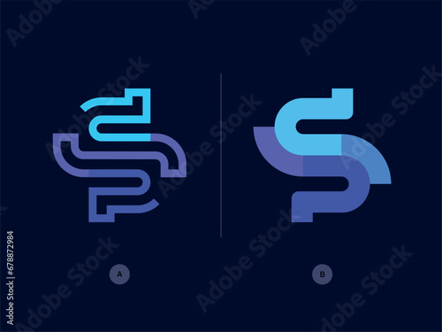 Modern professional logo in the shape of the letter S. Exclusive S shape