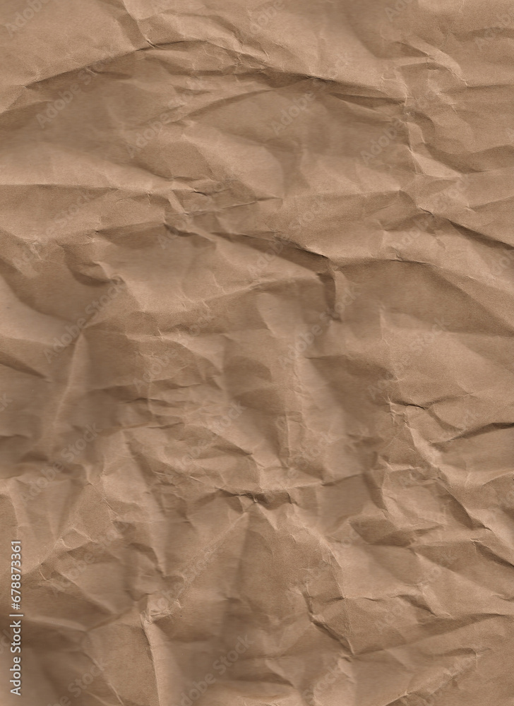 The texture of crumpled paper is light brown. Background for the inscription The texture of crumpled paper is light brown. Background for the inscription