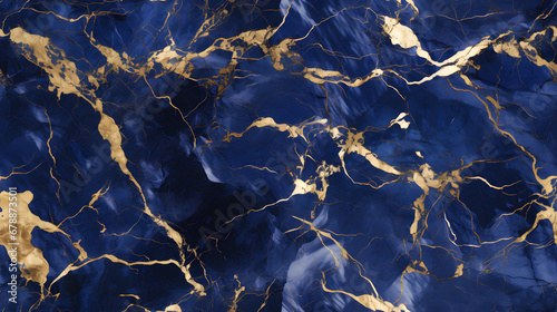 Royal blue marble with gold flecks texture, seamless texture, infinite pattern photo