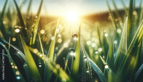 Morning Dew on Fresh Green Grass