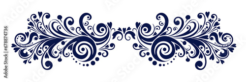 vintage baroque. Blue curls on a white background. Vector illustration