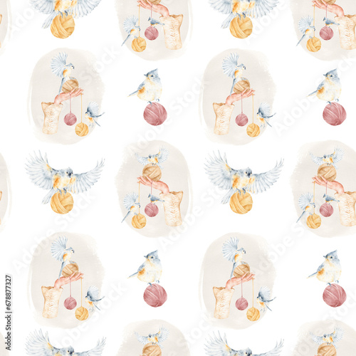 Watercolor seamless pattern. For packaging paper, scrapbooking, product packaging design, yarn or wool shop.