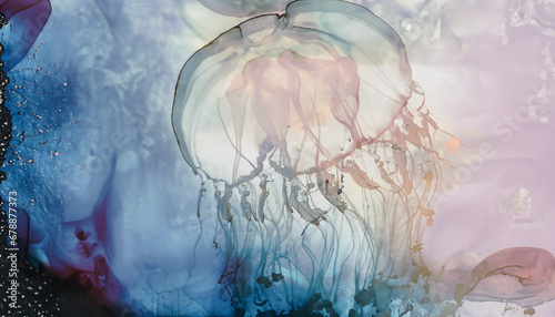 translucent sea life - jellyfish - muted color background