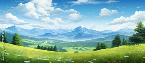 summertime I love to travel and immerse myself breathtaking beauty of natures landscape where the blue sky meets the lush green grass and the majestic white mountains paint a picture perfec