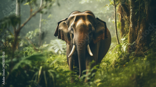 Adult Sri lankan elephant on the road. Sri Lankan elephant (Elephas maximus maximus) photo