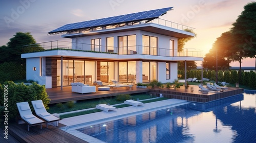 Beautiful Modern House with Solar Panels