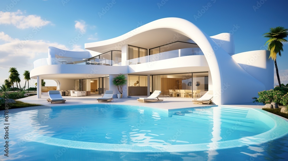Fototapeta premium Modern Minimalist Cubic Villa Exterior
