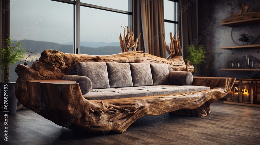 Unique Rustic Sofa Made from Solid Wooden