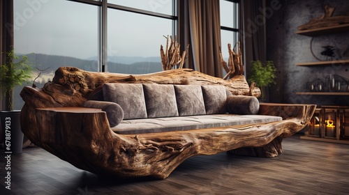 Unique Rustic Sofa Made from Solid Wooden