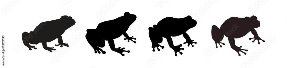 set of frog silhouettes - vector illustration - obrazy, fototapety, plakaty 