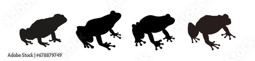 set of frog silhouettes - vector illustration