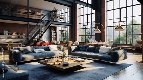 Modern Loft Interior Design of Living Room