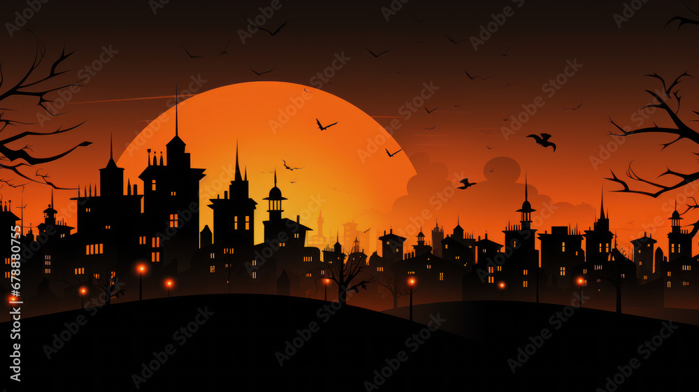 Colorful Cartoon Style: Halloween Small Town