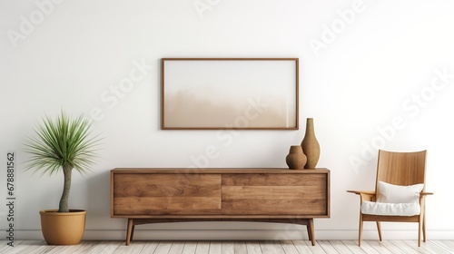 Rustic Wooden Dresser Near White Wall