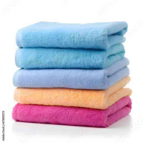 Towels with different colors isolated on white background