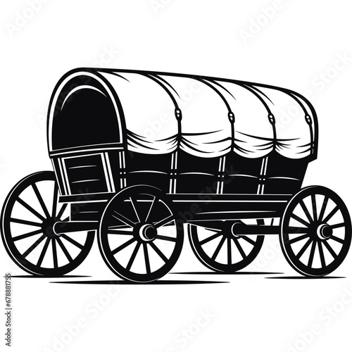 carriage conestoga wagon black vector photo