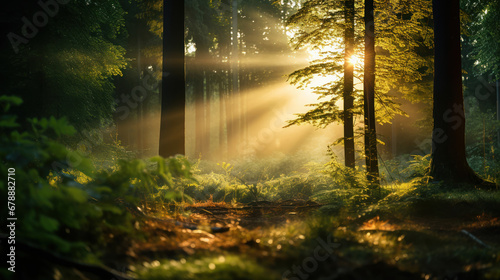 The sun greets the awakening breath of the forest