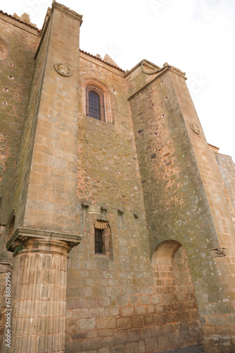 Architectural details of the beautiful church of Santiago el Mayor in Caceres photo