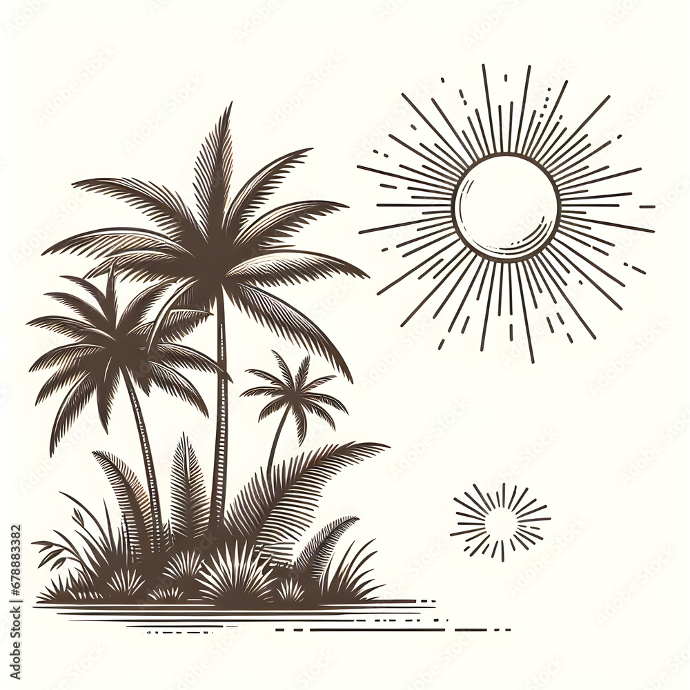 Obraz premium Palm trees and sun - sunset