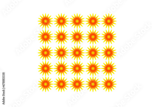 quadratische fläche mit 5x5 einzelnen rot und gelben sternengefüllt, modernes abstraktes design, hintergrund oder wallpaper, warme farben,
