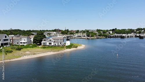 Hyannis Harbor Aerial at Barnstable, Cape Cod with Lighthouse photo