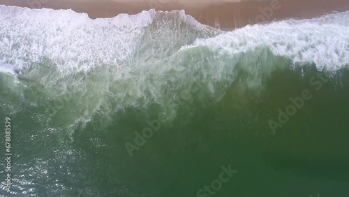 Waves Break on Beach Aerial at the Cape Cod National Seashore photo