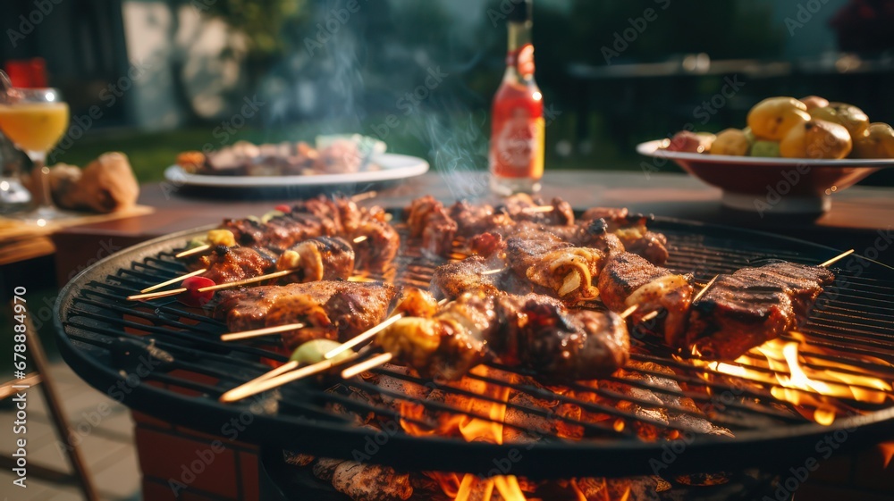 Delicious barbecue party in summer created with Generative AI