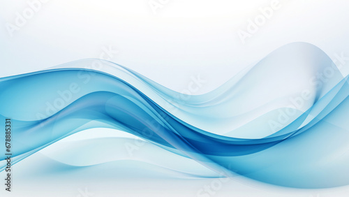 Abstract waves blue design with smooth curves and soft shadows on clean modern background. Fluid gradient motion of dynamic lines on minimal backdrop