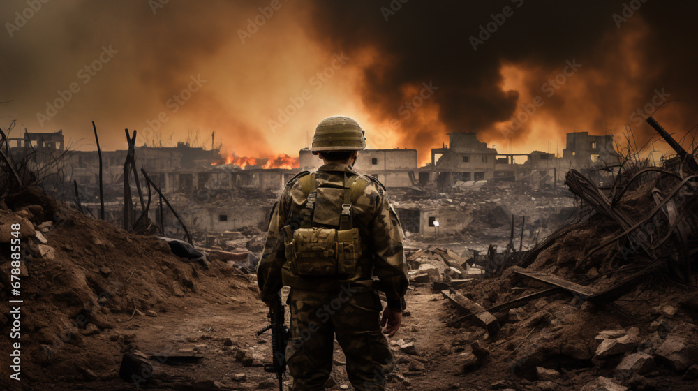 soldier with fire extinguisher