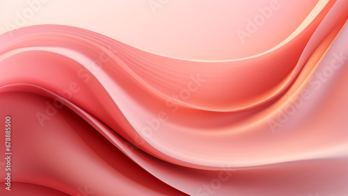 Abstract blush rose waves design with smooth curves and soft shadows on clean modern background. Fluid gradient motion of dynamic lines on minimal backdrop