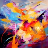 Painting with abstract shapes and vibrant colors Ai generated art