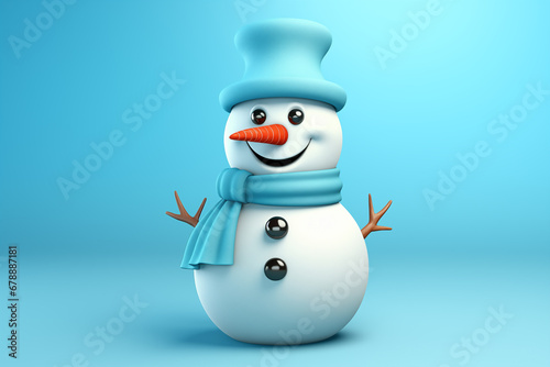 3D Xmas Snowman character clip art tools in red background.