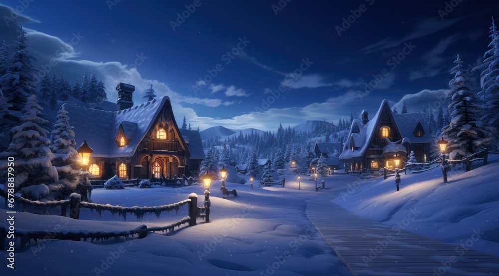 Fototapeta premium christmas night on christmas town