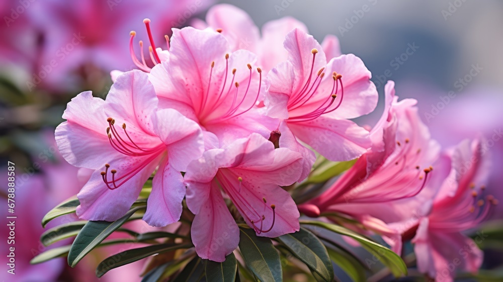 Blooming Beauty: Azalea Flower Blossoming with Buds in Botanic Garden