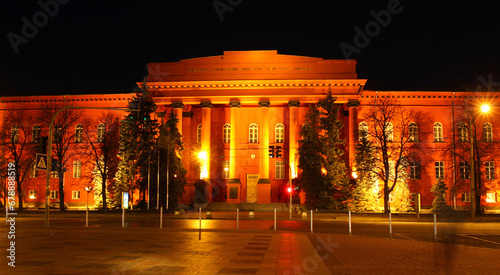 Obraz na płótnie Taras Shevchenko National University of Kyiv in night. Kyiv, Ukraine w salonie