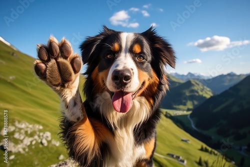 Hello Goodbye Appenzeller Mountain Dog: High Five, Handshake and Friendly Love © AIGen