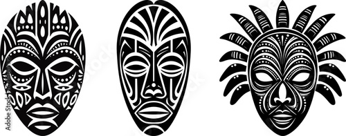 tribal mask tattoo black vector logo isolated