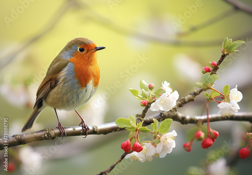 A cute robin on a tree branch