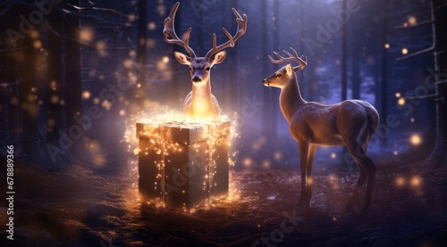 deer standing with a box on the ground